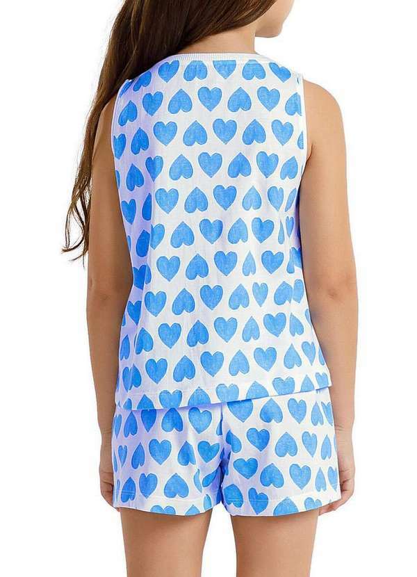 Cor com Amor - Pijama Infantil Menina Curto Cor com Amor 2050069 Corações-Azul 2