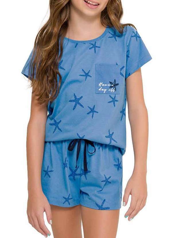 Espaço Pijama - Pijama Infantil Menina Curto Espaço Pijama 4050022 Azul