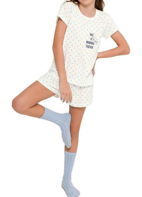 Espaço Pijama - Pijama Infantil Menina Curto Espaço Pijama 4050023 Poá-Azul 4