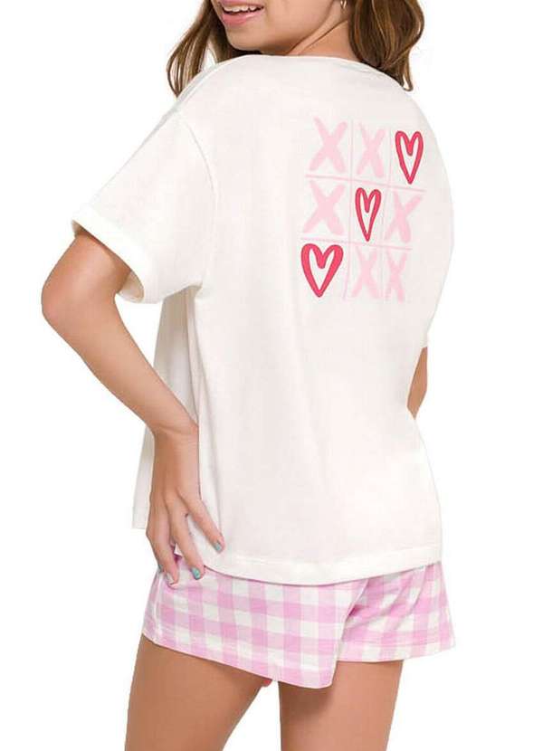 Espaço Pijama - Pijama Infantil Menina Curto Espaço Pijama 4050032 Off-White-Xadrez 2
