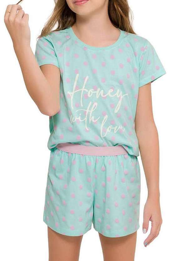 Espaço Pijama - Pijama Infantil Menina Curto Espaço Pijama 4050043 Verde-Claro