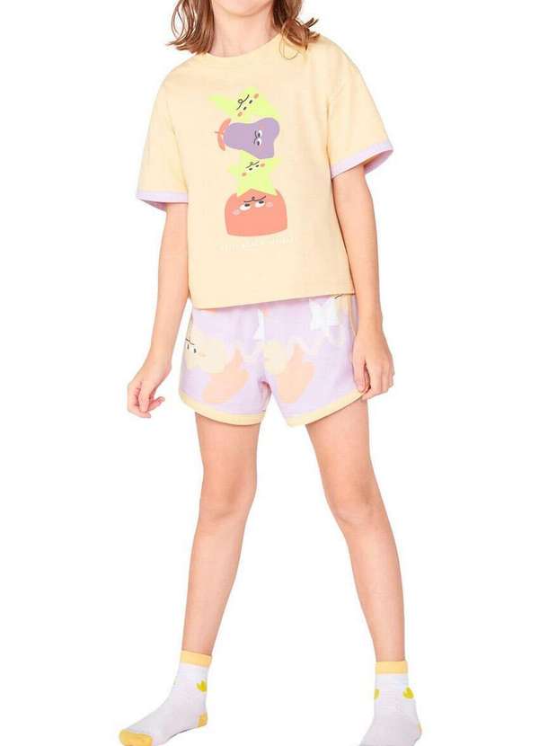 Hering - Pijama Infantil Menina Curto Hering 56l4 1b-Amarelo-Claro 5