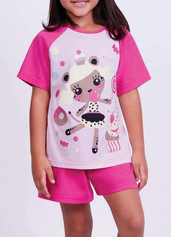Lupo - Pijama Infantil Menina Curto Lupo 22338-001 5250-Rosa-Chiclete