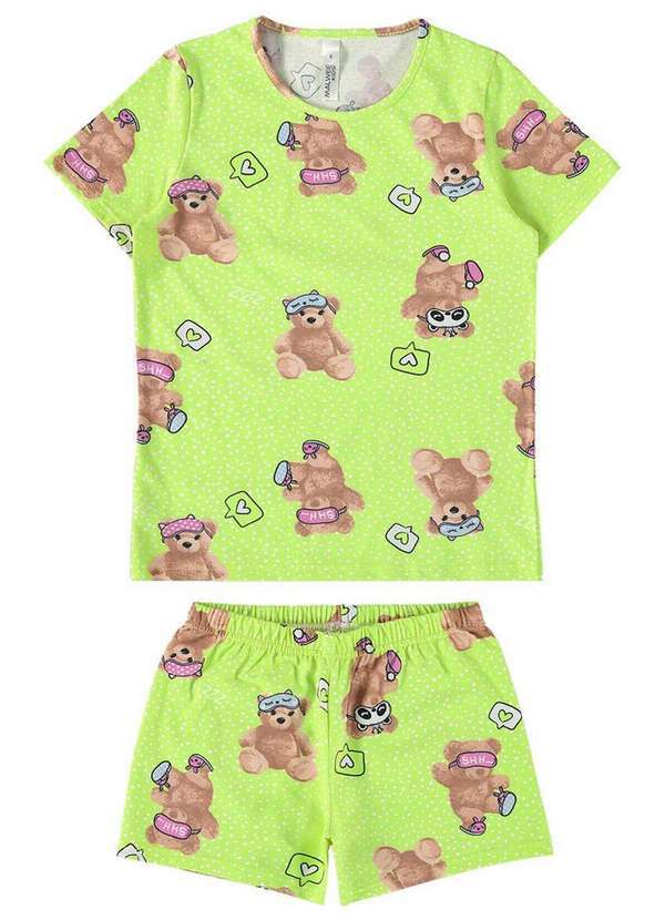Malwee - Pijama Infantil Menina Curto Malwee 1000120226 Dj69a-Verde