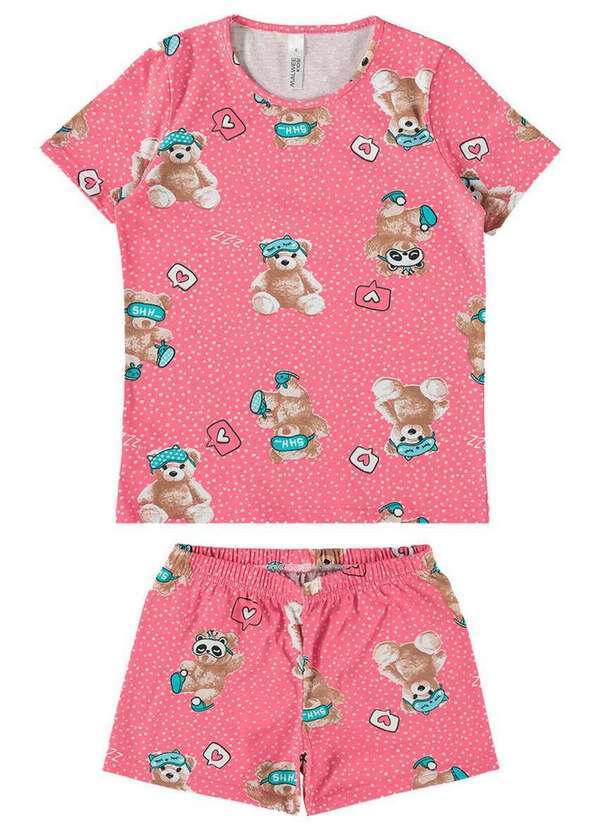 Malwee - Pijama Infantil Menina Curto Malwee 1000120226 Dj69b-Rosa