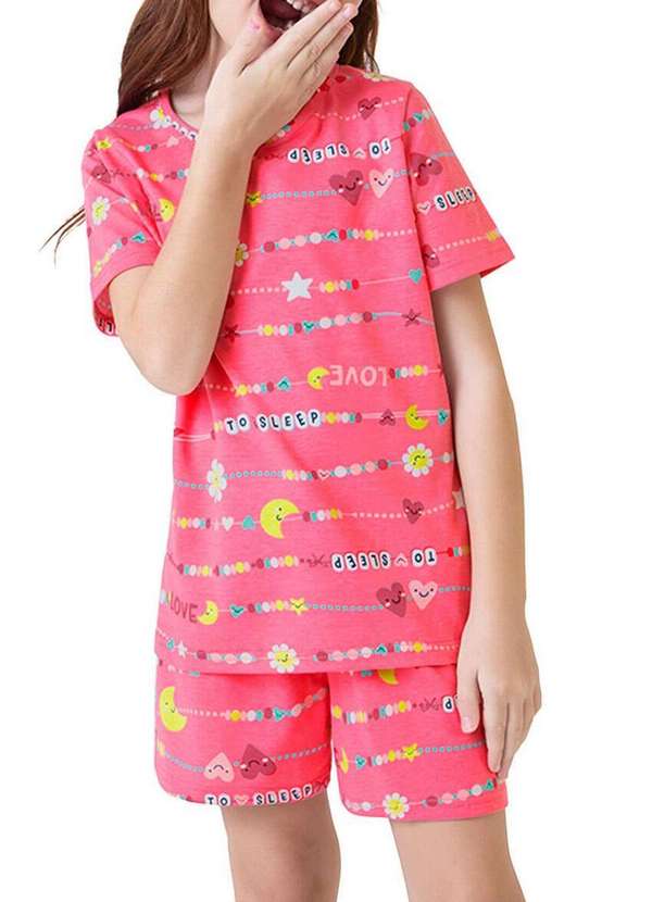 Malwee - Pijama Infantil Menina Curto Malwee 1000122802 Dm95b-Rosa