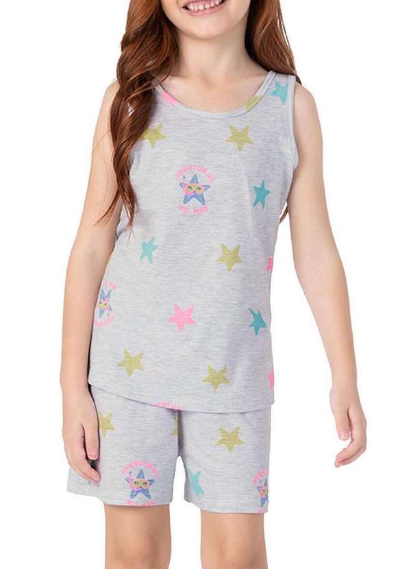 Malwee - Pijama Infantil Menina Curto Malwee 1000125124 Z937b-Cinza