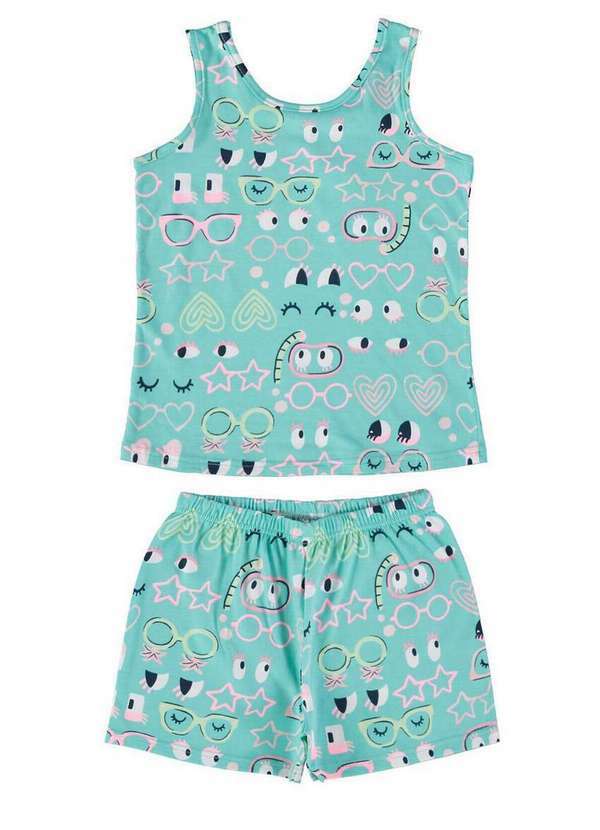 Malwee - Pijama Infantil Menina Curto Malwee 1000125124 Z884b-Verde