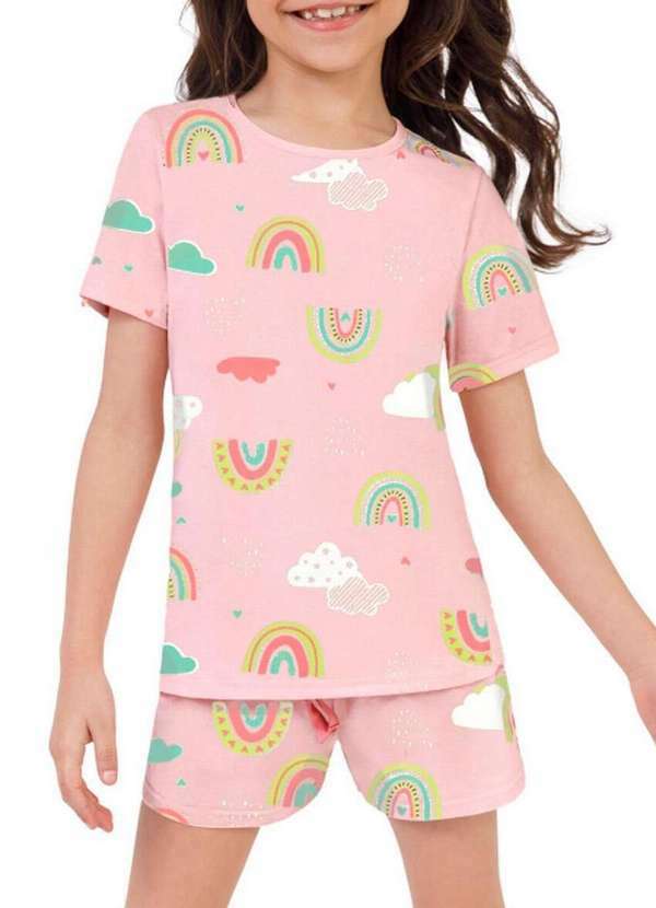 Malwee - Pijama Infantil Menina Curto Malwee 1000126316 Dq03a-Rosa