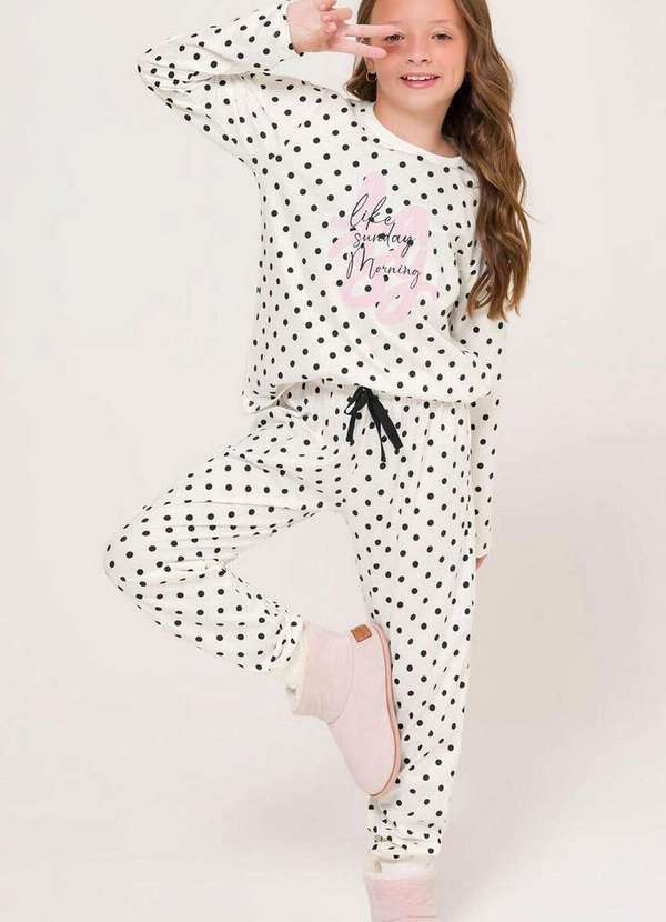 Espaço Pijama - Pijama Infantil Menina Longo Espaço Pijama 4050017 Branco