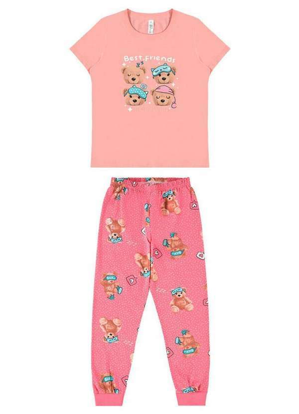 Malwee - Pijama Infantil Menina Longo Malwee 1000120293 01949-Salmão-Rosa