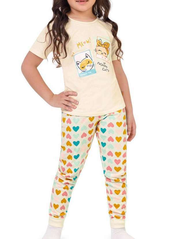 Malwee - Pijama Infantil Menina Longo Malwee 1000126322 02143-Bege