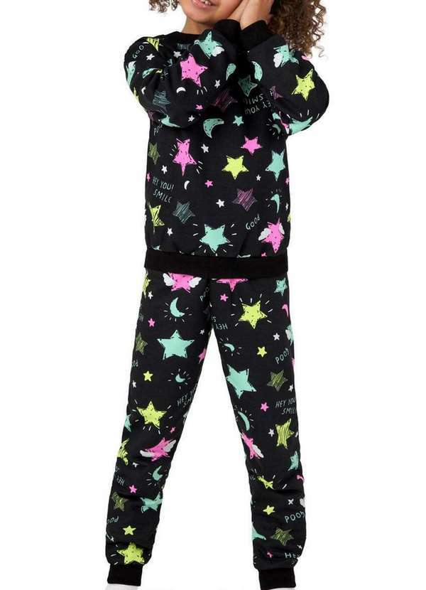 Malwee - Pijama Infantil Menina Longo Malwee 1000126346 Dq07c-Preto