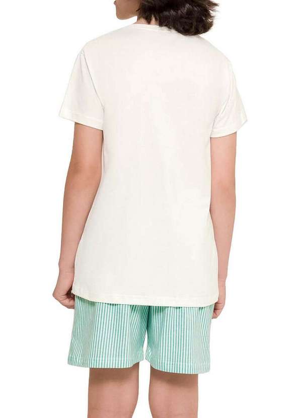 Espaço Pijama - Pijama Infantil Menino Curto Espaço Pijama 4060011 Off-White-Verde-Listras 2