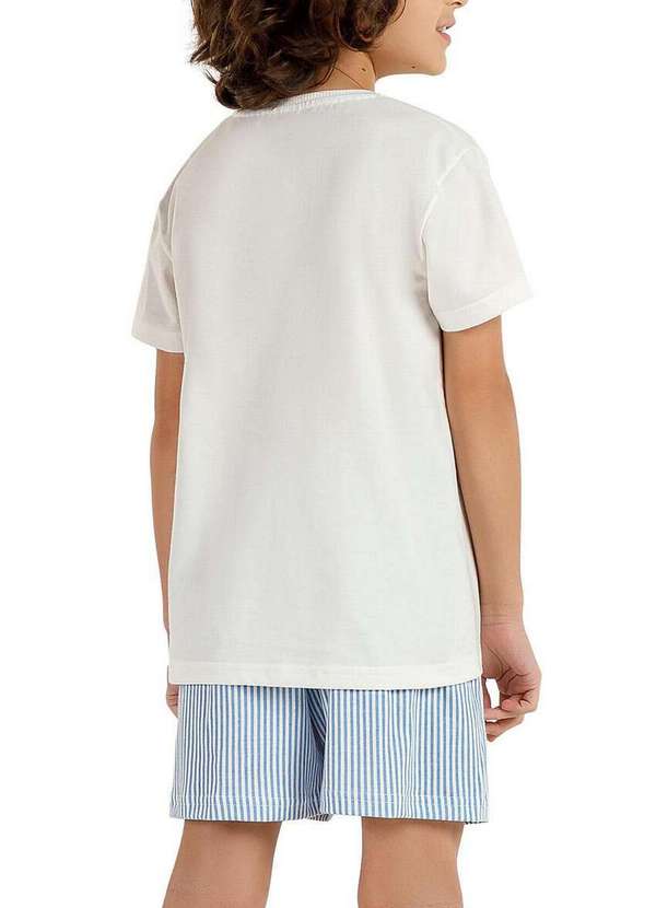 Cor com Amor - Pijama Infantil Menino Curto Kputz 2060019 Off-White-Azul 2