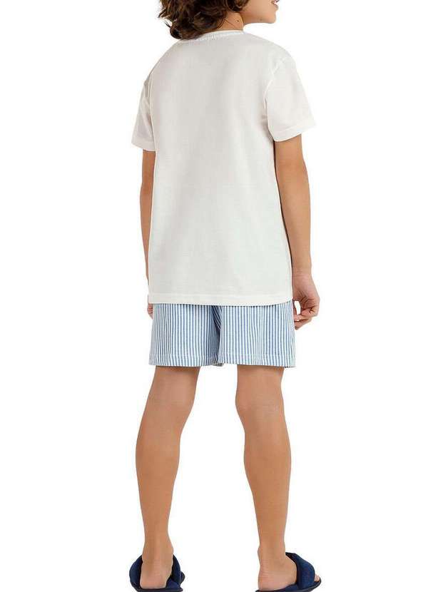 Cor com Amor - Pijama Infantil Menino Curto Kputz 2060019 Off-White-Azul 4