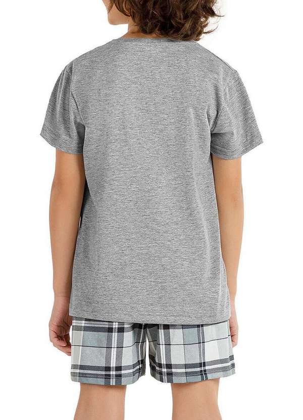 Cor com Amor - Pijama Infantil Menino Curto Kputz 2060023 Xadrez-Mescla 2