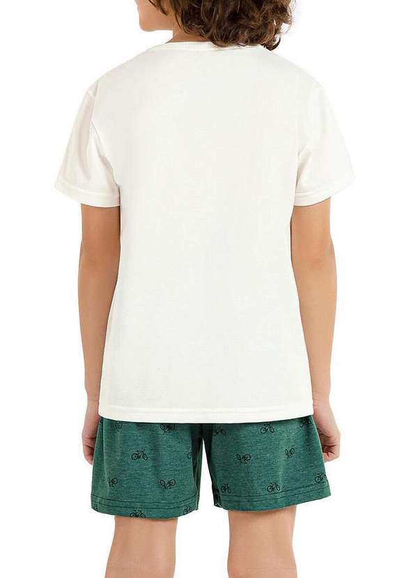 Cor com Amor - Pijama Infantil Menino Curto Kputz 2060029 Off-White-Verde 2