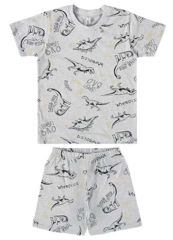 Malwee - Pijama Infantil Menino Curto Malwee 1000120263 Dj77a-Cinza