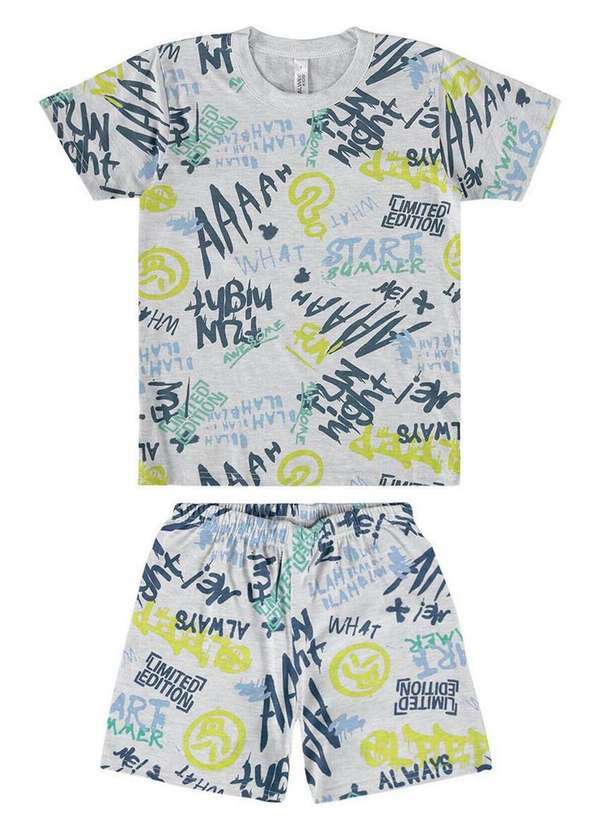 Malwee - Pijama Infantil Menino Curto Malwee 1000122848 Dn08b-Cinza