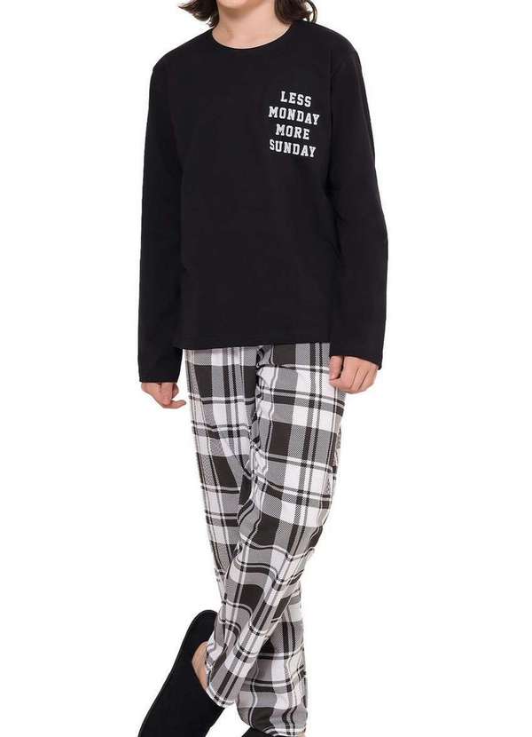 Espaço Pijama - Pijama Infantil Menino Longo Espaço Pijama 4060006 Preto