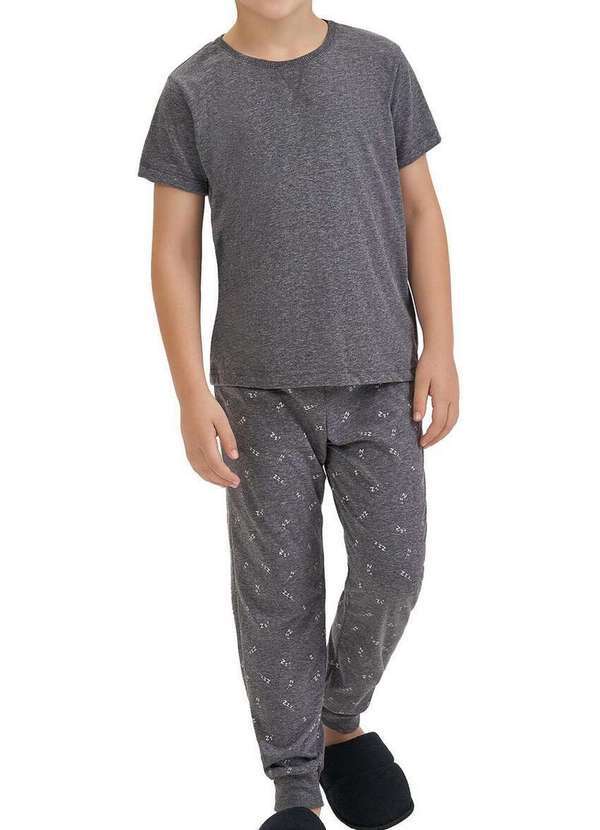 Cor com Amor - Pijama Infantil Menino Longo Kputz 2060002 Cinza