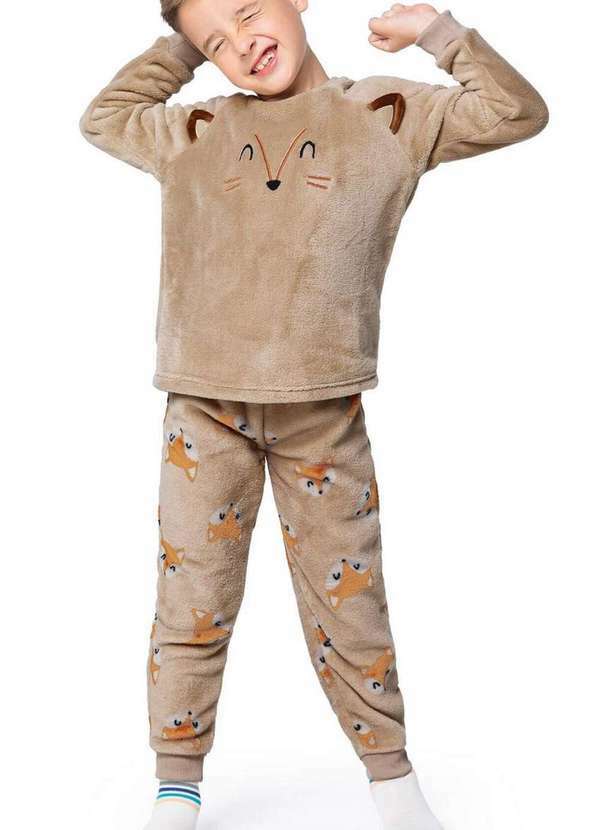 Malwee - Pijama Infantil Menino Longo Malwee 1000115356 01332-Marrom