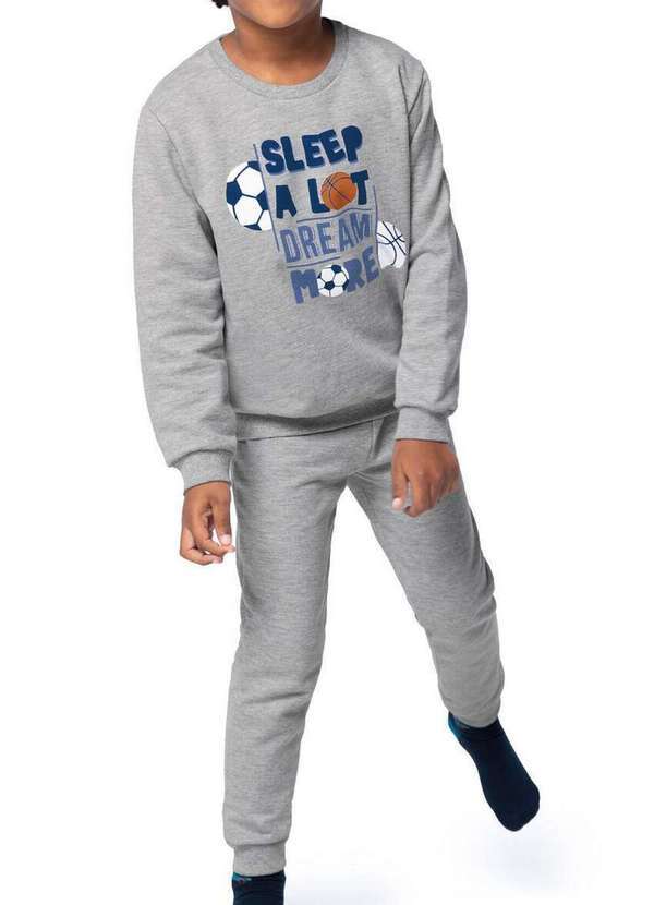 Malwee - Pijama Infantil Menino Longo Malwee 1000116531 50000-Cinza-Mescla