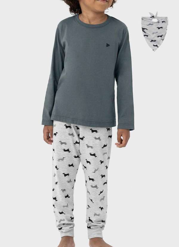Malwee - Pijama Infantil Menino Longo Malwee 1000117535 00344-Grafite