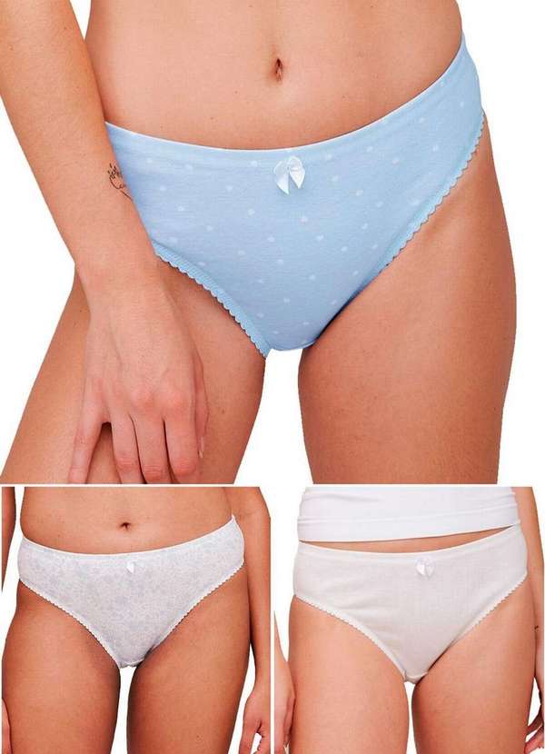 Hering - Kit com 3 Calcinhas Hering 77e9 6q-Branco-Rosa-Cinza