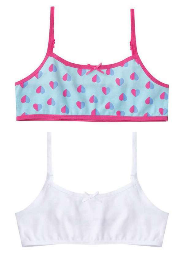 Malwee - Kit com 2 Tops sem Aro e sem Bojo Infantil Malwee 1000090619 Br27a-Verde-Branco