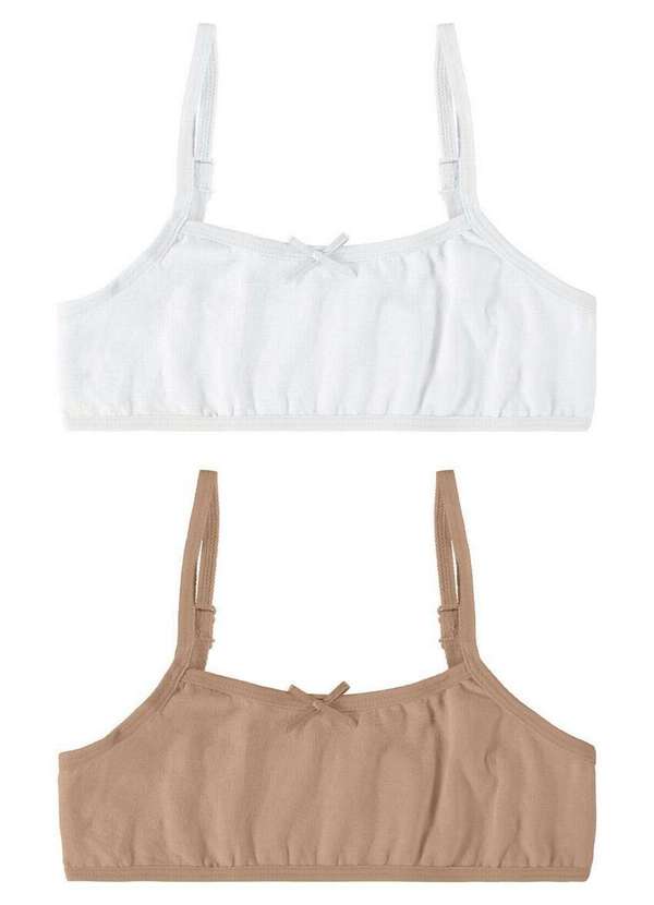 Malwee - Kit com 2 Tops sem Aro e sem Bojo Infantil Malwee 1000090619 C896a-Branco-Camurça