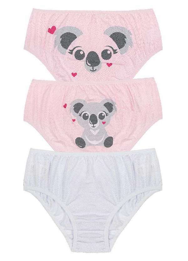 Sanny - Kit com 3 Calcinhas Infantil Sanny 212946 Rosa-Branco