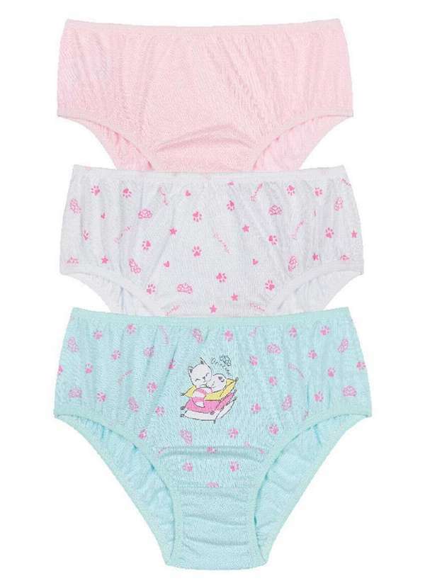 Sanny - Kit com 3 Calcinhas Infantil Sanny 212962 Rosa-Branco-Verde