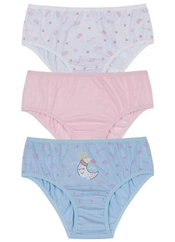 Sanny - Kit com 3 Calcinhas Infantil Sanny 213152 Azul-Rosa-Branco