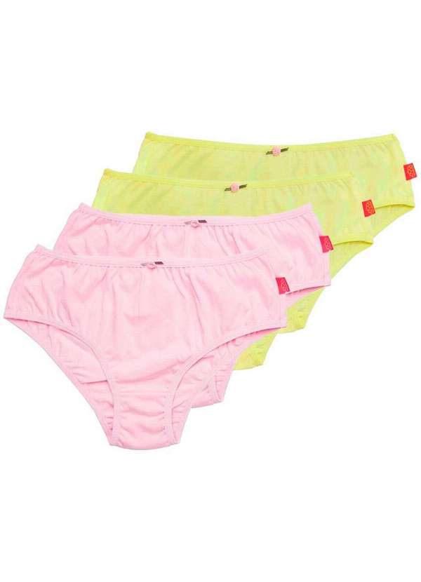 Sanny - Kit com 4 Calcinhas Infantil Sanny 222962 Rosa-Bella-Amarelo-Vanilla