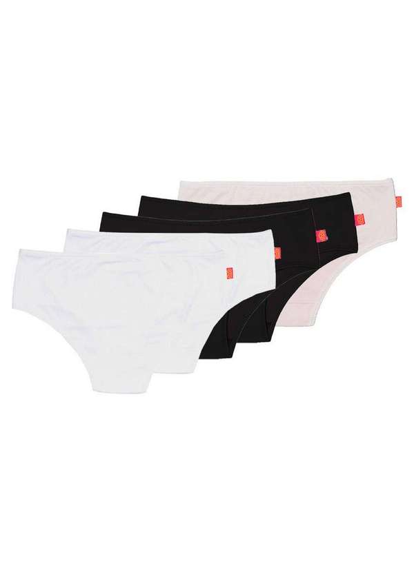 Sanny - Kit com 5 Calcinhas Infantil Sanny 211559 Branco-Preto-Base