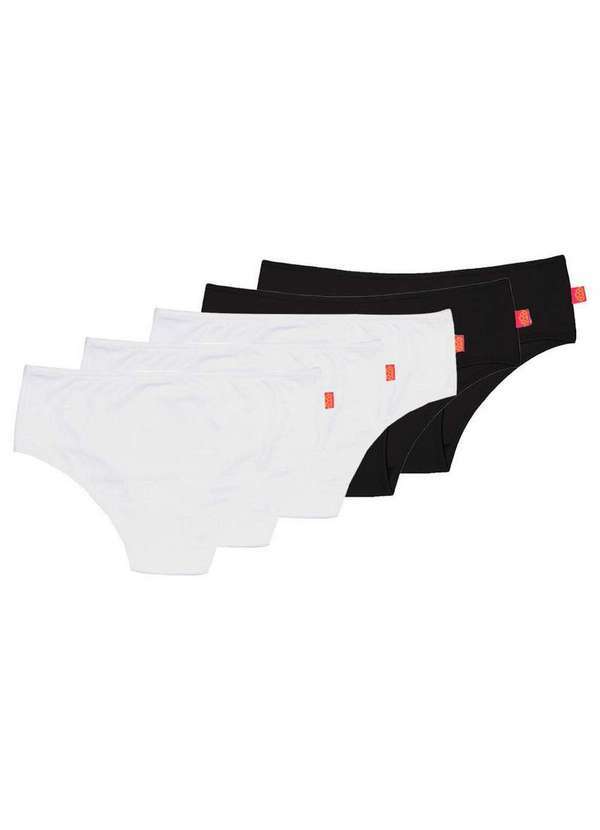 Sanny - Kit com 5 Calcinhas Infantil Sanny 211559 Branco-Preto