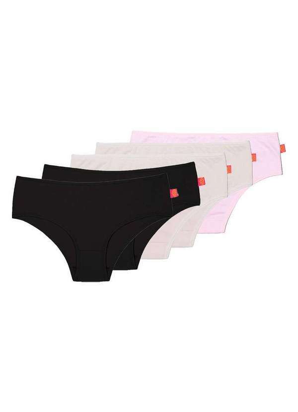 Sanny - Kit com 5 Calcinhas Infantil Sanny 211559 Preto-Base-Rosa