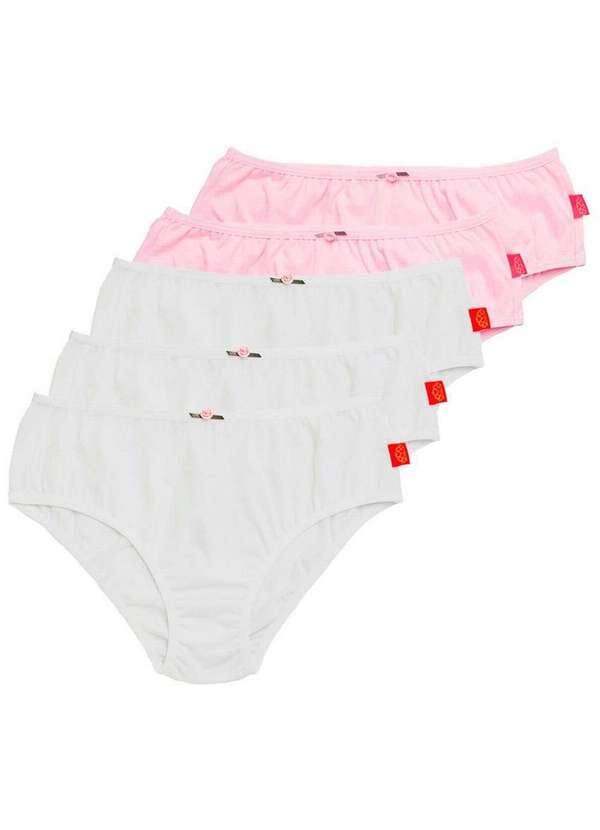 Sanny - Kit com 5 Calcinhas Infantil Sanny 222962 Branco-Rosa-Bella