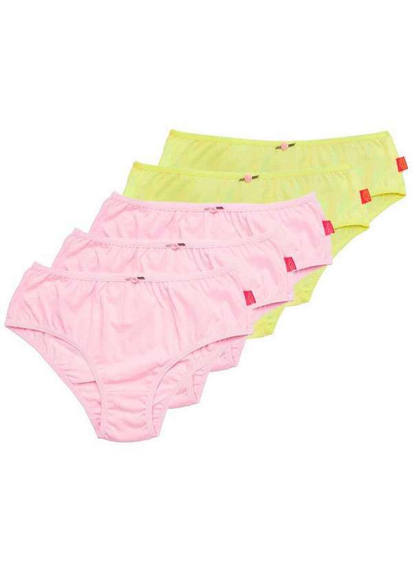Sanny - Kit com 5 Calcinhas Infantil Sanny 222962 Rosa-Bella-Amarelo-Vanilla