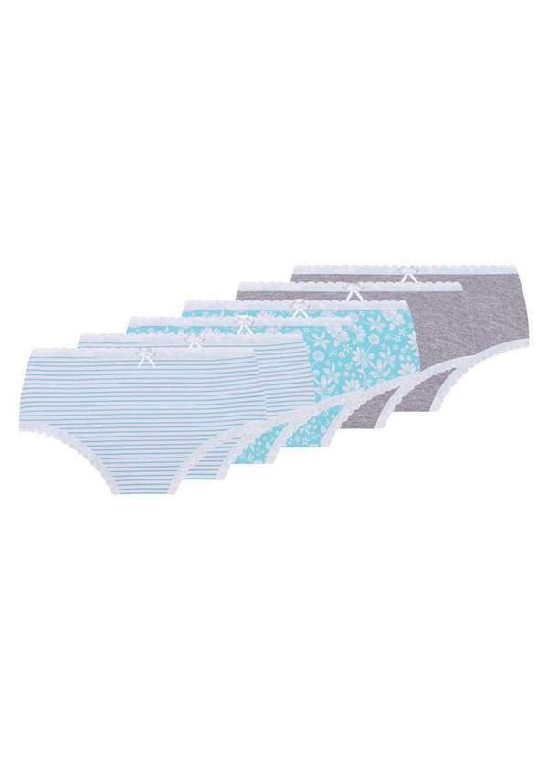 Lupo - Kit com 6 Calcinhas Infantil Lobinha 18100-089 0928-Branco-Azul-Cinza