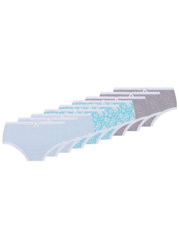 Lupo - Kit com 9 Calcinhas Infantil Lobinha 18100-089 0928-Branco-Azul-Cinza