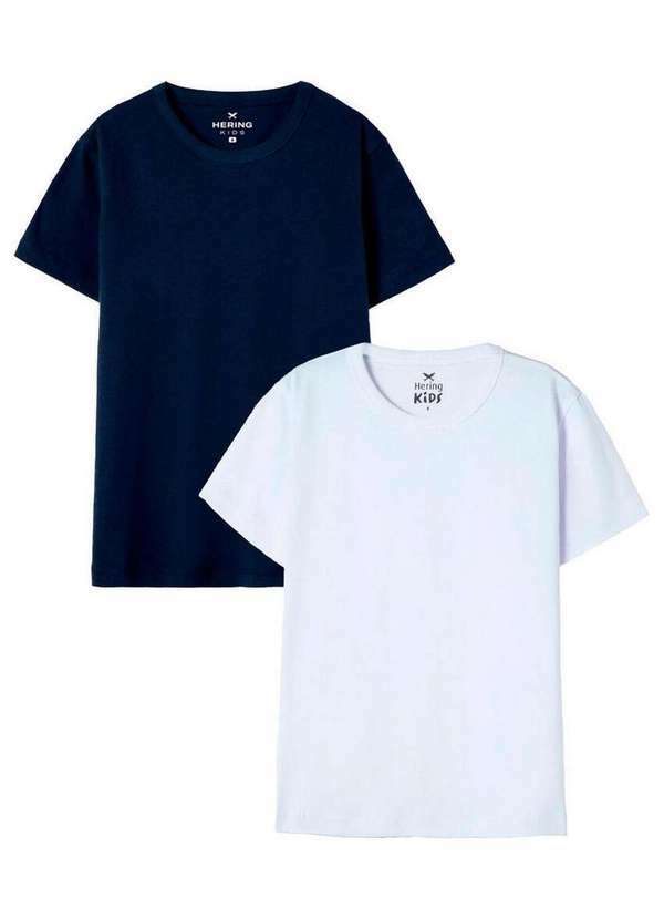 Hering - Kit com 2 Camisetas Infantil Hering 5dyr 1b-Azul-Escuro-Branco
