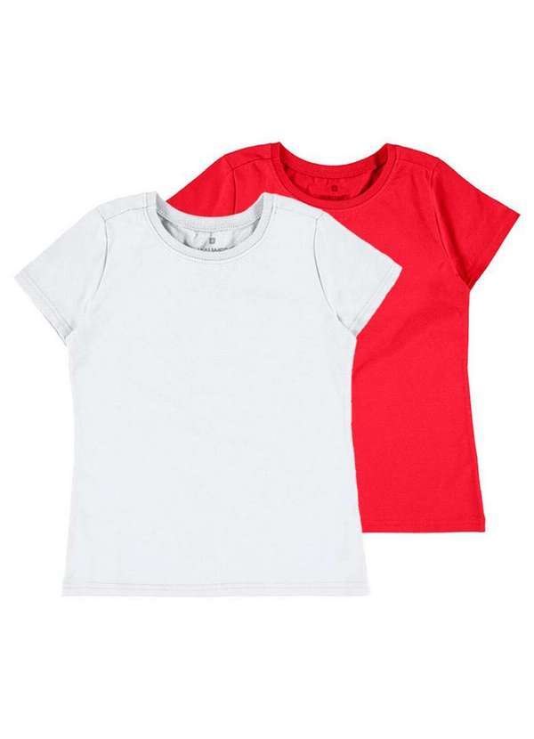 Malwee - Kit com 2 Camisetas Infantil Menina Malwee 1000086761 Branco-Vermelho