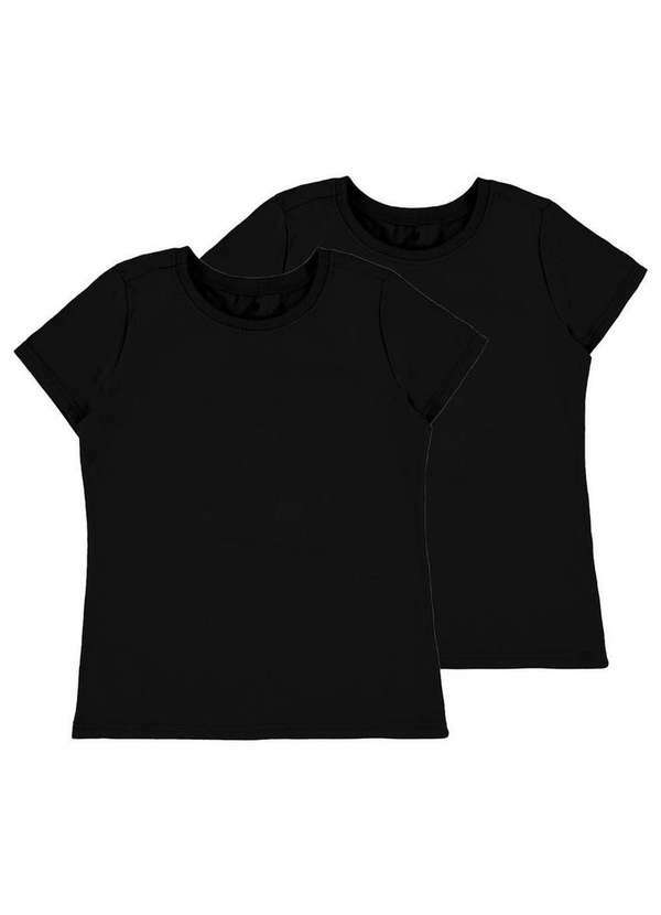 Malwee - Kit com 2 Camisetas Infantil Menina Malwee 1000086761 Preto