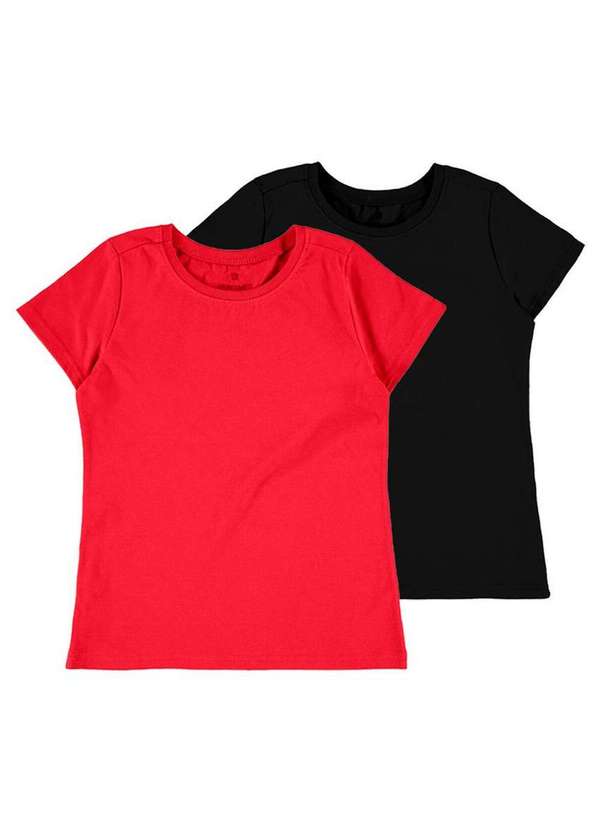 Malwee - Kit com 2 Camisetas Infantil Menina Malwee 1000086761 Vermelho-Preto