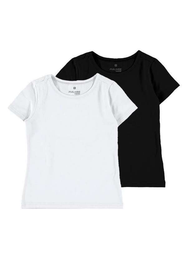 Malwee - Kit com 2 Camisetas Infantil Menina Malwee 1000086762 Branco-Preto