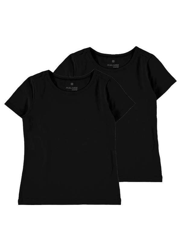Malwee - Kit com 2 Camisetas Infantil Menina Malwee 1000086762 Preto
