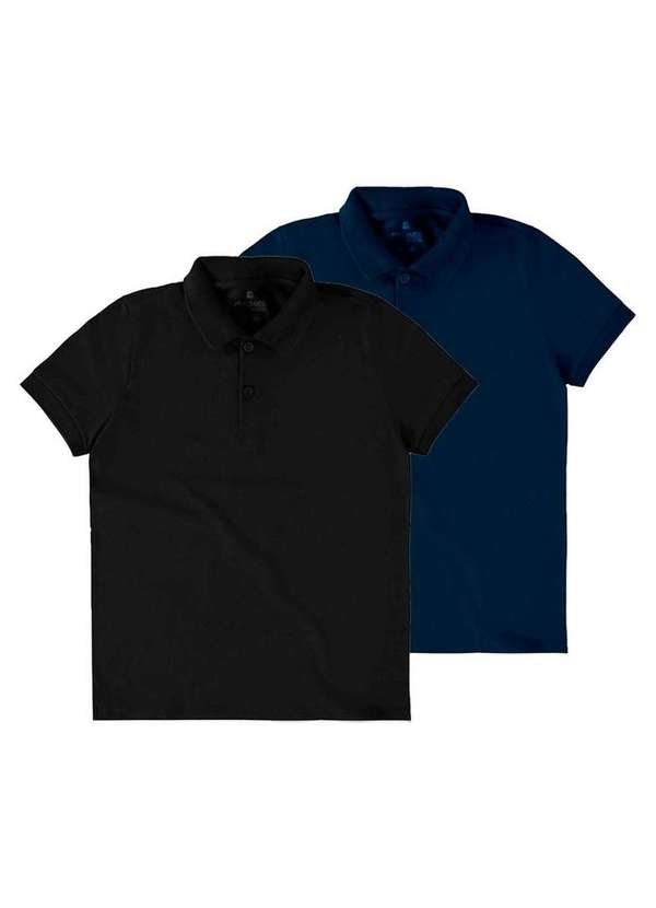 Malwee - Kit com 2 Camisetas Polo Infantil Menino Malwee 1000111119 Preto-Marinho